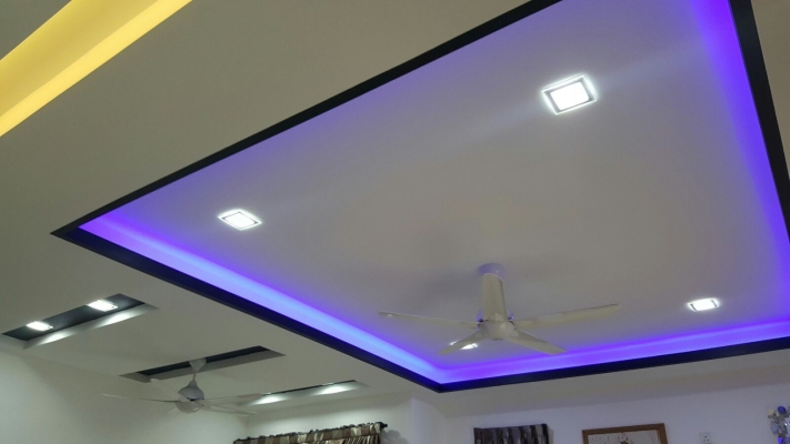 Rujukan Reka Bentuk Plafon & Siling Plaster Efek LED Warna Warni