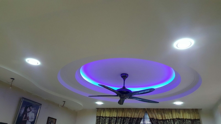 Rujukan Reka Bentuk Plafon & Siling Plaster Efek LED Warna Warni