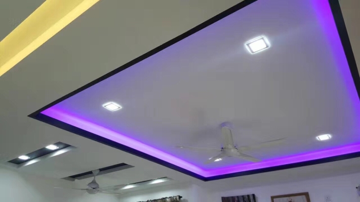Rujukan Reka Bentuk Plafon & Siling Plaster Efek LED Warna Warni
