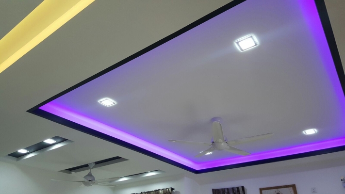 Rujukan Reka Bentuk Plafon & Siling Plaster Efek LED Warna Warni