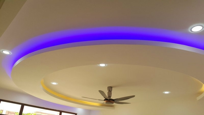 Rujukan Reka Bentuk Plafon & Siling Plaster Efek LED Warna Warni