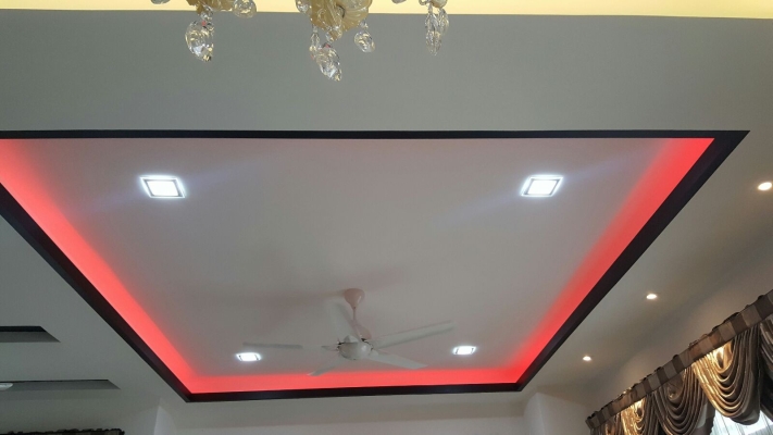 Rujukan Reka Bentuk Plafon & Siling Plaster Efek LED Warna Warni