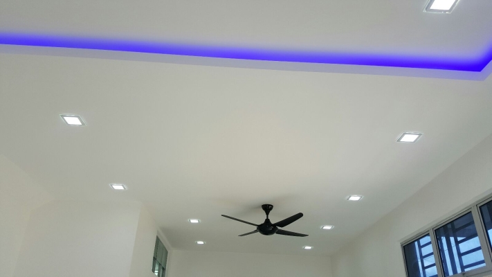 Rujukan Reka Bentuk Plafon & Siling Plaster Efek LED Warna Warni