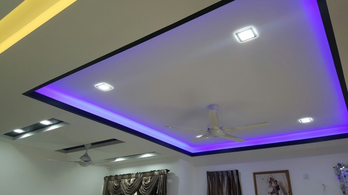 Rujukan Reka Bentuk Plafon & Siling Plaster Efek LED Warna Warni