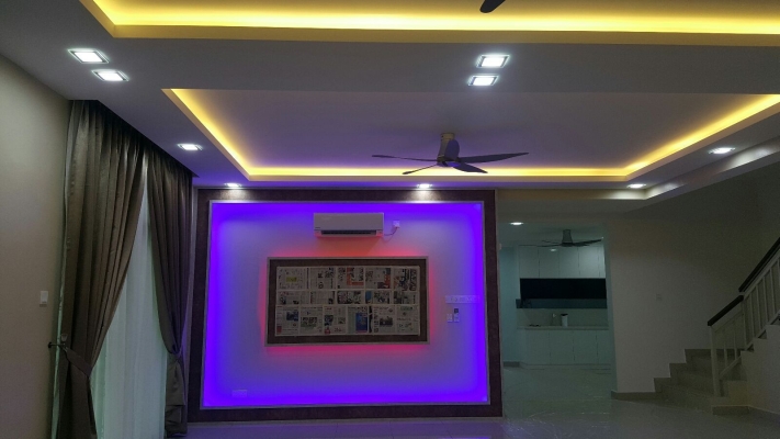 Rujukan Reka Bentuk Plafon & Siling Plaster Efek LED Warna Warni