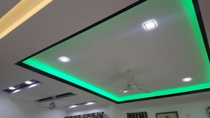 Rujukan Reka Bentuk Plafon & Siling Plaster Efek LED Warna Warni