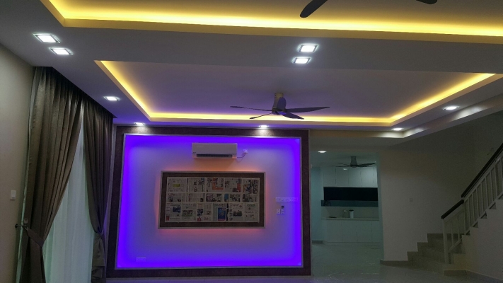 Rujukan Reka Bentuk Plafon & Siling Plaster Efek LED Warna Warni