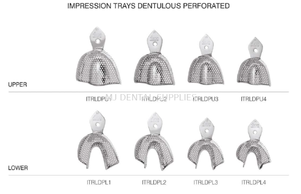 IMPRESSION TRAYS DENTULOUS PERFORATED PARTIAL DENTURE, UPPER/LOWER