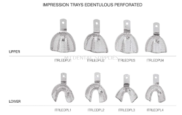 IMPRESSION TRAYS EDENTULOUS PERFORATED FULL DENTURE, UPPER/LOWER