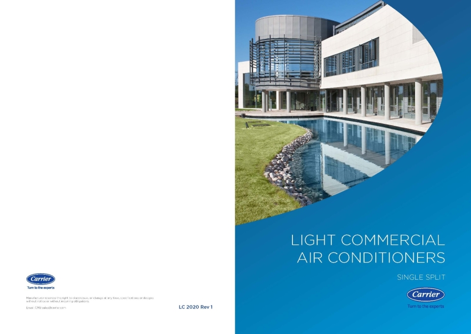 CARRIER LIGHT COMMERCIAL AIR CONDITIONER SINGLE SPLIT