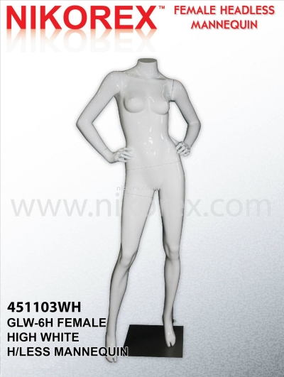 451103WH- FEMALE FIBER HEADLESS MANNEQUIN G.WHITE (GLW-6H)