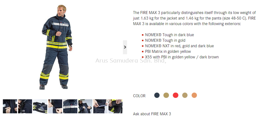 ROSENBAUER FIREMAN SUITE FIRE MAX 3 PART NO - 14498042