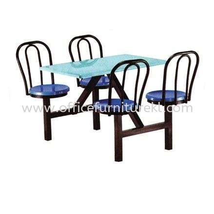 4 TEMPAT DUDUK MEJA GENTIAN KACA DAN KERUSI - canteen table set/ fibreglass table ukay perdana | canteen table ulu kelang | canteen table danau kota