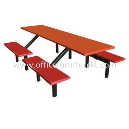 8 SEATER RECTANGULAR FIBRERGLASS TABLE WITH BENCH - canteen table set/ fibreglass table cheras | canteen table mutiara tropicana | canteen table tropicana