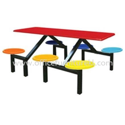 6 SEATER RECTANGULAR FIBREGLASS WITH STOOL - canteen table set/ fibreglass table jalan ipoh | canteen table puncak alam | canteen table setia alam