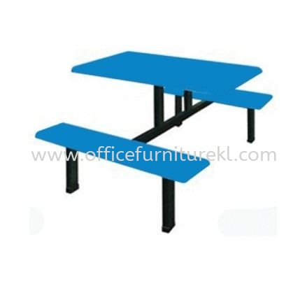 4 SEATER FIBREGLASS WITH BENCH SEAT (BLUE) - canteen table set/ fibreglass table sri petaling | canteen table selayang | canteen table kepong