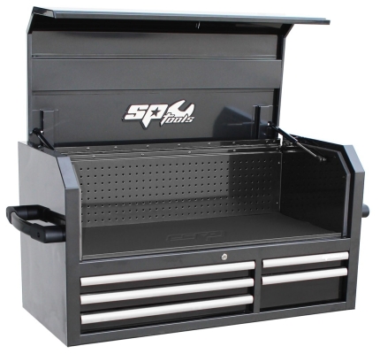 SP TOOLS SUMO SERIES POWER HUTCH TOP BOX - 5 DRAWER - BLACK/CHROME HANDLES SP40620