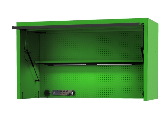 SP TOOLS 59" USA SUMO SERIES WIDE POWER TOP HUTCH - SHELF, PEGBOARD, LIGHT - GREEN/BLACK SP44730G