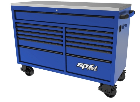 SP TOOLS 59" USA SUMO SERIES WIDE ROLLER CABINET - 13 DRAWER - BLUE/BLACK SP44725BL