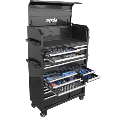 SP TOOLS SUMO SERIES POWER HUTCH TOOL KIT - 323PC - METRIC/SAE - BLACK/CHROME HANDLE SP50553