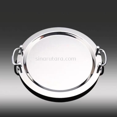 YXJP016 16"(405MM)S/S ROUND SHAPE MIRROR TRAY(SILVER HANDLE)