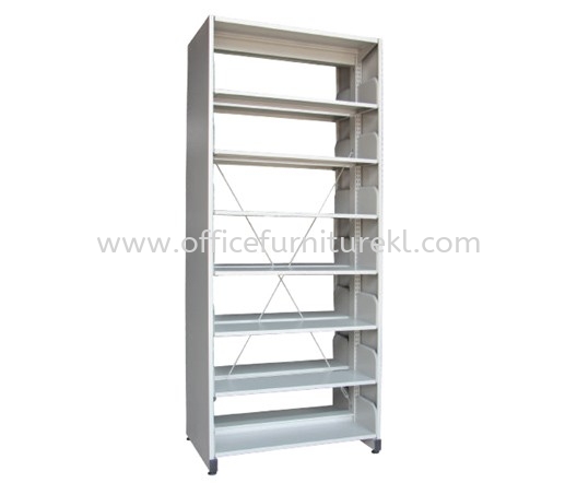 STEEL LIBRARY SHELVING DOUBLE SIDED WITH SIDE PANEL AND 7 SHELVING -  Library Shelving Taman Oug | Library Shelving Kuchai Entrepreneurs Park | Library Shelving Bandar Sri Damansara