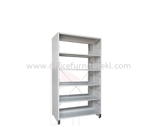 STEEL LIBRARY SHELVING DOUBLE SIDED WITH SIDE PANEL AND 5 SHELVING -  Library Shelving Empire City | Library Shelving Batu Pahat | Library Shelving Chair Batu Caves