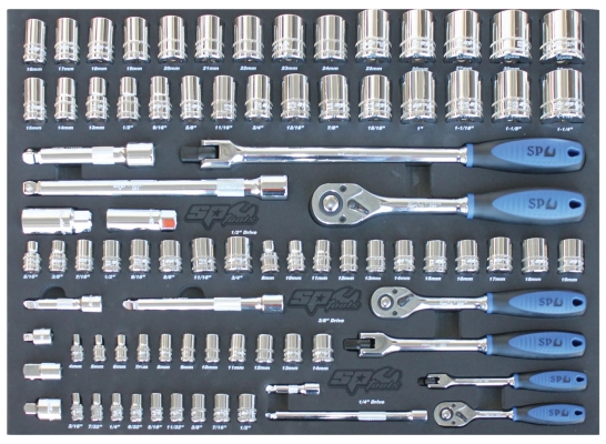 SP TOOLS FOAM TRAY - METRIC/SAE - 84PC - SOCKETS & ACCESSORIES INCLUDED SP50004