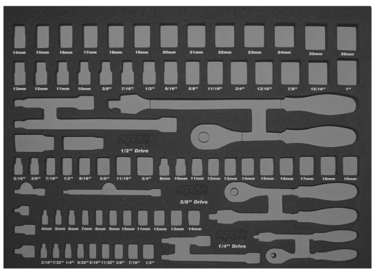 SP TOOLS EVA FOAM TOOL STORAGE (84PC METRIC/SAE) - SOCKETS SP50904