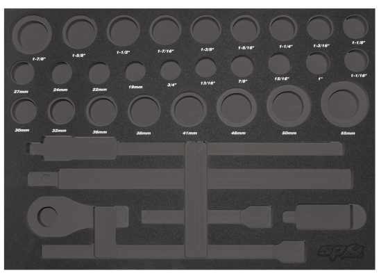 SP TOOLS EVA FOAM TOOL STORAGE (32PC METRIC/SAE) - SOCKETS SP50900