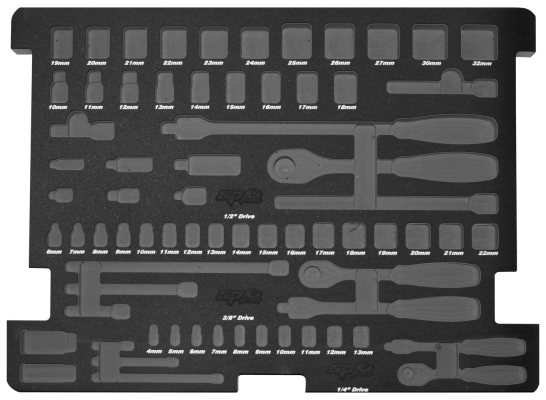 SP TOOLS EVA FOAM TOOL STORAGE (70PC METRIC/SAE) - SOCKETS SP50901