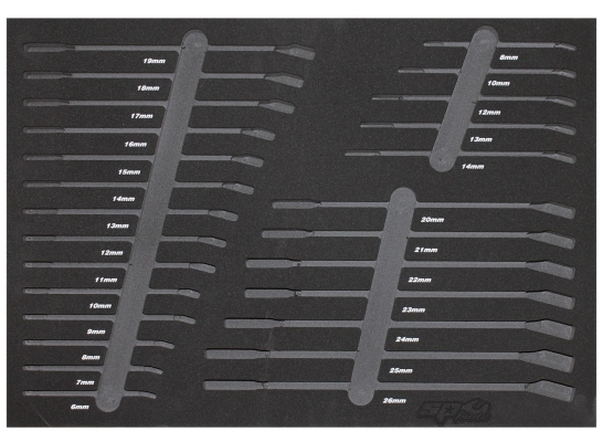 SP TOOLS EVA FOAM TOOL STORAGE (26PC METRIC) - SPANNERS SP50913