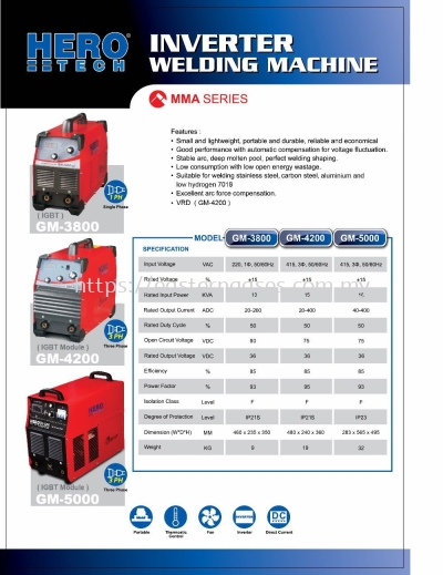 HERO INVERTER WELDING MACHINE GM-3800/GM-4200/GM-5000