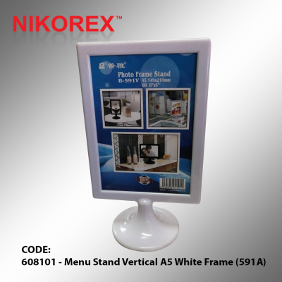 608101 - Menu Stand Vertical A5 White Frame (591A)