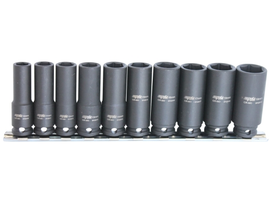 SP TOOLS 3/8"DR DEEP IMPACT SOCKET RAIL SET - 6PT METRIC - 10PC SP20260