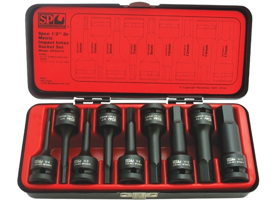 SP TOOLS 1/2"DR INHEX IMPACT SOCKET SET - METRIC - 9PC SP20370