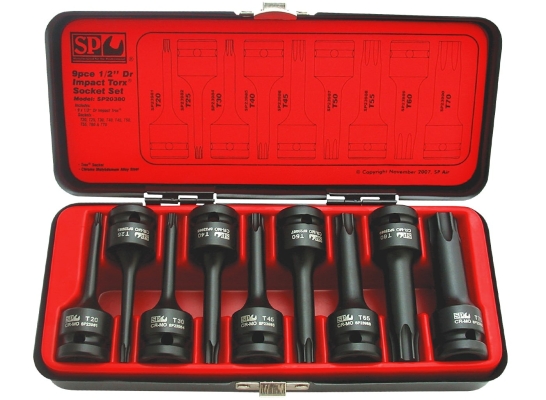 SP TOOLS 1/2"DR IMPACT SOCKET SET - TORX - 9PC SP20380