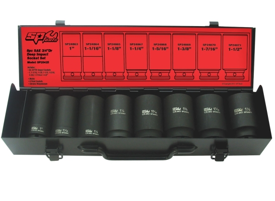 SP TOOLS 3/4"DR DEEP IMPACT SOCKET SET - 6PT SAE - 8PC SP20425