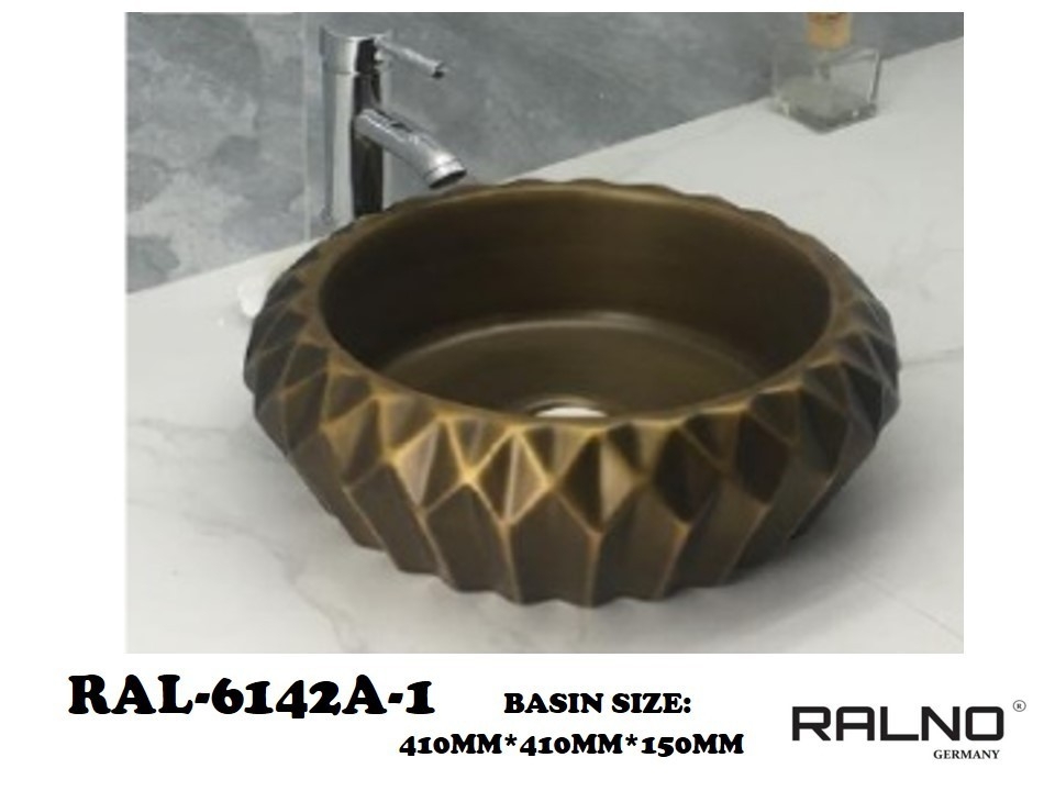 RAL-6142A-1 Basin Jenis Seni Bilik Mandi / Tandas Carta Pilihan Warna Corak