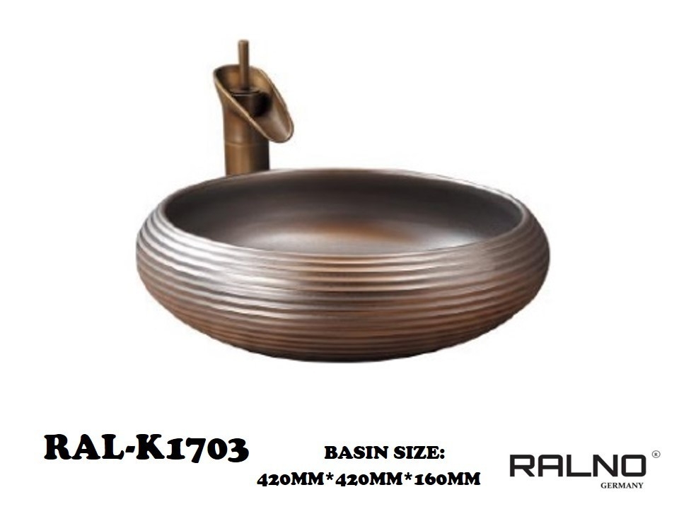 RAL-K1703 Basin Jenis Seni Bilik Mandi / Tandas Carta Pilihan Warna Corak