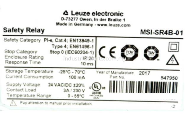 Leuze Safety Relay MSI-SR4B-01 547950