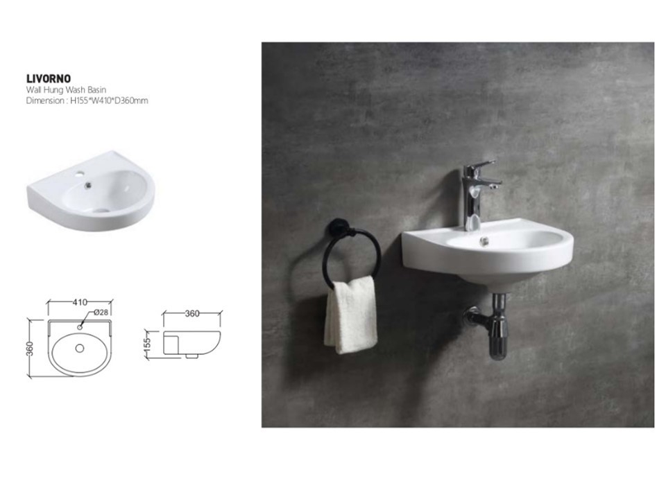 LIVORNO Wall Hung Basin Bathroom / Washroom Choose Sample / Pattern Chart