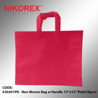 630201PK - Non Woven Bag w Handle 15x12 Pink(10pcs)