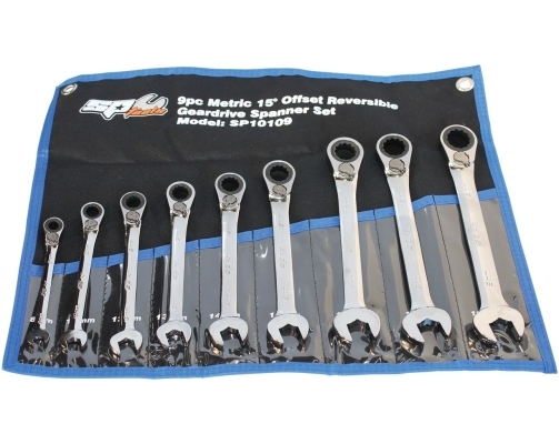 SP TOOLS GEAR DRIVE ROE SPANNER SET - 15 OFFSET - METRIC - 9PC SP10109