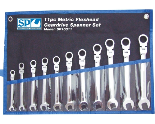 SP TOOLS GEAR DRIVE ROE SPANNER SET - FLEX HEAD - METRIC- 11PC SP10311