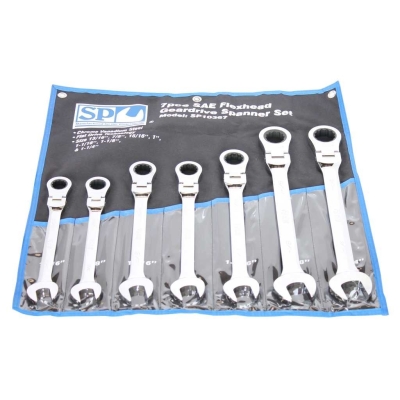 SP TOOLS GEAR DRIVE ROE SPANNER SET - FLEX HEAD JUMBO - SAE - 7PC SP10367