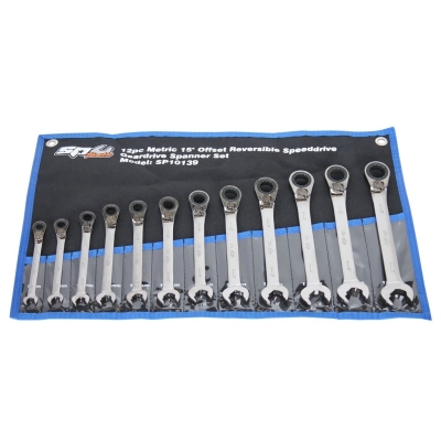 SP TOOLS SPEED DRIVE GEAR SPANNER SET - 15 OFFSET - METRIC - 12PC SP10139