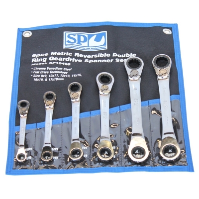 SP TOOLS DOUBLE RING GEAR DRIVE SPANNER SET - 15 OFFSET - METRIC - 6PC SP10406