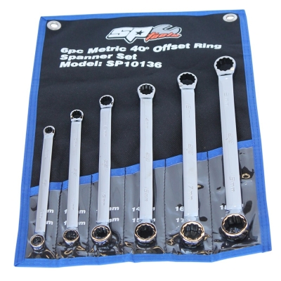 SP TOOLS DOUBLE RING SPANNER SET - 40 OFFSET - METRIC - 6PC SP10136