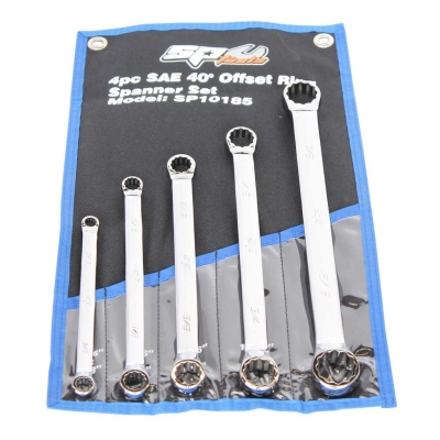 SP TOOLS DOUBLE RING SPANNER SET - 40 OFFSET - SAE - 5PC SP10185